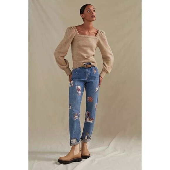 Anthropologie Pilcro The Slim Boyfriend Patchwork Jeans - Picture 1 of 7
